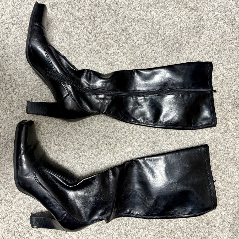Franco Sarto Black Heeled Square toe Boots